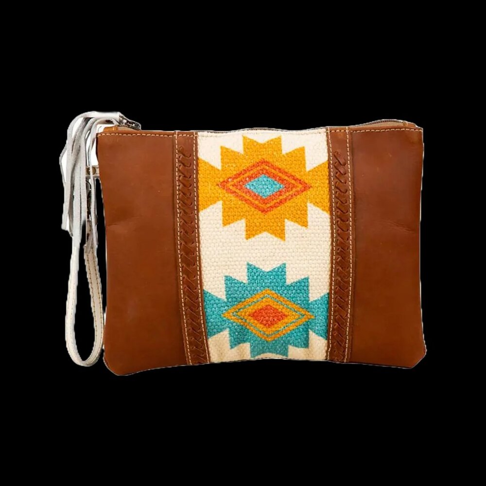 NWT Myra Bag Ladies Nova Southwestern Brown Pouch Wristlet